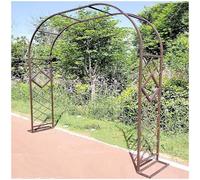 Metal Garden Arch for Climbing Plants Rose Support Frame Adjustable Width 140 340cm 20mm Square Tube Brown Perfect for Outdoor Decor and Garden Arches