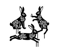 Metal Garden Bunny Sign Durable Material Rabbit Shape Garden Ornament 3Pack