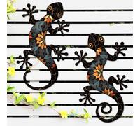 Metal Gecko Decoracin al aire libre -2 Pcs 11.8 pulgadas Lizard de metal Muro de pared colgante Decoracin de esculturas para la cerca del jardn in