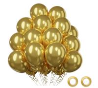 Metal Gold Balloon 52 Juegos, Globo De Fiesta De Látex De Metal Dorado De 12 Pulgadas, 2 Con Cinta, Para La Fiesta De Cumpleaños Para Decorar La Ceremonia De Graduación De La Boda Bautismo De Bebés