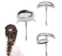 Metal Hair Cuff, Metal Ponytail Holder Clips, Fashionable Wig Buckle Cuff, Decorative Wig Cuffs for Women, Clips with Steel Cuffs for Hair, (0.98x1.18 Inches) Silver and Gold