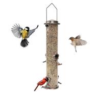 Metal Hanging Bird Feeder, Tube Bird Feeder with Hanger,Hanging Bird Feeder Attract Birds in Your Lawn, Garden, Balcony,Chew-Proof