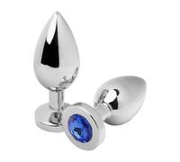 Metal Hard Anal Plug Diamond Blue Small 5.71 cm 1 ud