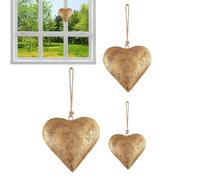 Metal Heart Decorative Bell | Golden Antique Finish Heart Bell - Effortless Vintage Metal Hearts Meaningful Art For Valentine's Day Rustic Farmhouse Decor, 3D Sign with Hangings For Home Decoration