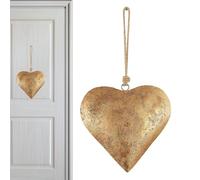 Metal Heart Decorative Bell | Golden Antique Finish Heart Bell - Effortless Vintage Metal Hearts Meaningful Art For Valentine's Day Rustic Farmhouse Decor, 3D Sign with Hangings For Home Decoration