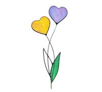 Metal Heart Garden Stake Colorful Flower Yard Decor Wrought Iron Sign Titl