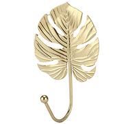Metal Hook Creative Mini Hanger Golden Leaf Shaped Functional Stylish Convenient for Closet Door Bathroom Kitchen Bedroom Iron Satin Gold (D dorado)