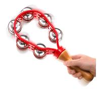 Metal Jingles, Hand Held, Musical Tambourine, Percussion Instrument, Eco-friendly, Wooden Handle Handheld Musical Tambourine,Percussion Instrument Waterproof Design Musical Tambourine Metal Jingles, H