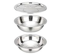 Metal Kitchen Drainer - Stainless Steel Colander and Grater Container | Multipurpose Basin for Vegetables, Fruits, Root Crops, Pumpkin, Salad ingredientz, Household Food Prep Tool for Straining, Wash