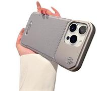 Metal Leather Frameless Aromatherapy Magnetic Case for iPhone 16 15 14 13 Series, Compatible with Wireless Charge, Ultra Thin Lightweight Shockproof Soft PU Leather Case for iPhone (13promax,Gray)