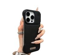 Metal Leather Frameless Aromatherapy Magnetic Case for Samsung S23/24/25U Series, Half-Cover Design, (S24U,Black)