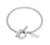 Metal,Light OT Text Steel Color Ladies Inlaid Zircon Wrist Titanium Steel Bracelets Europe and America Gift Beautiful