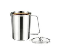 Metal Measuring Cups - Double Scale Heat-Resistant Container With Lid | Stainless Steel Milk Frother Cup For Cooking Prepping Oven Dishwasher Freezer Kitchen Home House Indoor