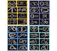 Metal Montessori Puzzle Solving, Metal Puzzle Rings Brain Teaser Puzzles Games, 3D Ring Solving Thinking for Adults and Kids (4PCS)