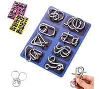 Metal Montessori Puzzle Solving, Metal Puzzle Rings Brain Teaser Puzzles Games, 3D Ring Solving Thinking for Adults and Kids (D)