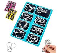 Metal Montessori Puzzle Solving, Metal Puzzle Rings Brain Teaser Puzzles Games, 3D Ring Solving Thinking for Adults and Kids (C)