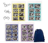Metal Montessori Puzzle Solving, Metal Wire Puzzle Set of 24/32 with Pouch, Iron Link Unlock Interlock Game, MetalPuzzles for Adults, Problem-solvings Enthusiasts (4-Piece Set)