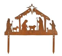 Metal Nativity Scene Silhouette - 16.14x9.76in Juego De Natividad Al Aire Libre, Exhibición De Navidad Resistente Al Agua Resistente Agua, Decoración De Jardín De Jardines | Decoración del