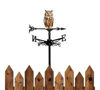 Metal Owl Weather Vane, Rotating Wind Direction Indicator, Garden Roof Courtyard Terrace Decor Sculpture, Farmhouse Villa Landscape Wind Spinner Ornament, Patio Yard Piece 12.4 * 12.4 * 22.5inch