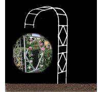 Metal para plantas trepadoras, soporte resistente al aire libre, cenador de rosas de medio arco de 2,6 m, arco decorativo blanco para decoración de jardín