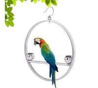 Metal Parrot Stand, Stainless Steel Round Bird Swing, Rust Proof Bird Stand with Hook, Pet Accessories for Birdcage, Window, Balcony Use, Sturdy, 17.52x14.37 Inches, Long Lasting