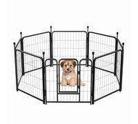 Metal Pet Fence 24 Inch 8 Panels | Outdoor Dog Fence for Yard/Garden/Bed | Noise Reduction Cover, Chew & Weatherproof