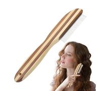 Metal Pio Pe. - 21 cm de removedor de caspa de dientes finos, cepillo de acero inoxidable, herramienta de preparación de agarre de madera | Peine de limpieza del cuero cabelludo compacto para niños ad