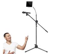 Metal Pipe Boom Arm Stand, Gooseneck Floor Holder with Phone Mount, Height Adjustable Rotating Support for Live Streaming, Wedding, Stage, Singing Performance