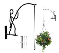 Metal Plant Hook Hanger, Wall Mounted Fisherman Style Bracket System, Decorative Outdoor Plant Support with Strong Load Design, Rustic Hanging Decor Style Use, Minimal Garden Accent Use, Patio