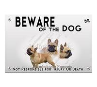 Metal plate Beware of the dog Bulldog French