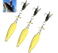 Metal Propeller Fishing Lure for Catching Fish, Fish Bait Freshwater, Fly Spinning Propeller Metal Sequin Soft Bait for All Kinds of Fish (Gold*3,5.5Grams)
