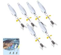 Metal Propeller Fishing Lure for Catching Fish, Fish Bait Freshwater, Spinning Propellers Metals Sequins Soft Bait with Floating Rotating Tails (Silver*6,7g)