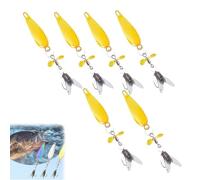 Metal Propeller Fishing Lure for Catching Fish, Fish Bait Freshwater, Spinning Propellers Metals Sequins Soft Bait with Floating Rotating Tails (Gold*6,3.2g)