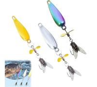 Metal Propeller Fishing Lure for Catching Fish, Fish Bait Freshwater, Spinning Propellers Metals Sequins Soft Bait with Floating Rotating Tails (1 Set*3,7g)