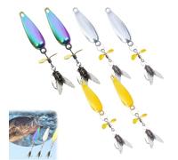 Metal Propeller Fishing Lure for Catching Fish, Fish Bait Freshwater, Spinning Propellers Metals Sequins Soft Bait with Floating Rotating Tails (1 Set*6,7g)