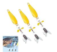 Metal Propeller Fishing Lure for Catching Fish, Fish Bait Freshwater, Spinning Propellers Metals Sequins Soft Bait with Floating Rotating Tails (Gold*3,7g)