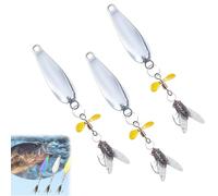 Metal Propeller Fishing Lure for Catching Fish, Fish Bait Freshwater, Spinning Propellers Metals Sequins Soft Bait with Floating Rotating Tails (Silver*3,5.5g)