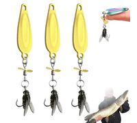 Metal Propeller Fishing Lure for Catching Fish, Fly Spinning Propeller Metal Sequin Soft Bait, 3D Bionic Fly Fishings Bait, Fish Attracting Sequin Lure for All Kinds of Fishing (Yellow*3,L)