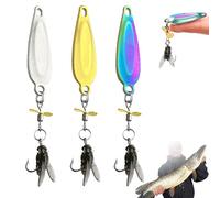 Metal Propeller Fishing Lure for Catching Fish, Fly Spinning Propeller Metal Sequin Soft Bait, 3D Bionic Fly Fishings Bait, Fish Attracting Sequin Lure for All Kinds of Fishing (Mix*3,S)