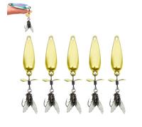 Metal Propeller Fishing Lure for Catching Fish, Fly Spinning Propeller Metal Sequin Soft Bait, 3D Bionic Swimming Bait, Comes with Scent (Gold*5pcs,4.5G)