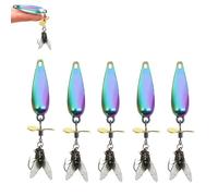 Metal Propeller Fishing Lure for Catching Fish, Fly Spinning Propeller Metal Sequin Soft Bait, 3D Bionic Swimming Bait, Comes with Scent (Colorful*5pcs,5.5G)