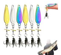 Metal Propeller Fishing Lure for Catching Fish, Fly Spinning Propeller Metal Sequin Soft Bait, 3D Bionic Fly Fishings Bait, Fish Attracting Sequin Lure for All Kinds of Fishing (Mix*6,S)