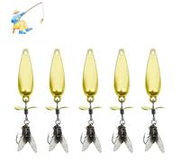 Metal Propeller Fishing Lure for Catching Fish, Fly Spinning Propeller Metal Sequin Soft Bait For, Long Cast Sequins Propellers Fishing Lure, for All Kinds of Fishs (5.5g Gold 5pc)