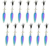 Metal Propeller Fishing Lure for Catching Fish, High-Vibration Flash Attracto, Spinnerbait 3D Eyes Bait with Propeller for All Kinds of Fish (12PCS Colorful,4.5g)