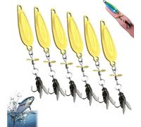 Metal Propeller Fishing Lure for Catching Fish, Metal Fly False Bait Hook, Spinnerbait 3D Swimming with Propeller Tail, High-Vibration Flash Attracto (6pcs Gold,M-4.5g)