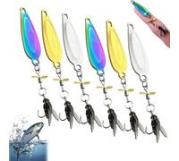 Metal Propeller Fishing Lure for Catching Fish, Metal Fly False Bait Hook, Spinnerbait 3D Swimming with Propeller Tail, High-Vibration Flash Attracto (6pcs Mix,S-3g)