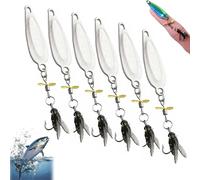 Metal Propeller Fishing Lure for Catching Fish, Metal Fly False Bait Hook, Spinnerbait 3D Swimming with Propeller Tail, High-Vibration Flash Attracto (6pcs Silver,L-5.5g)
