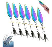 Metal Propeller Fishing Lure for Catching Fish, Metal Fly False Bait Hook, Spinnerbait 3D Swimming with Propeller Tail, High-Vibration Flash Attracto (6pcs Colorful,M-4.5g)