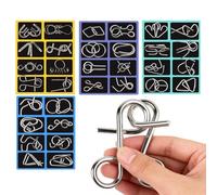 Metal Puzzles - 32pcs Brain Teaser Set, Educational Metal Puzzles for Adults & Kids, 32pcs Unlocking Ring Brain Teasers | Fun Party Favors, Travel Games, Parent-Child Interaction