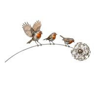 Metal Robin With Stake - Memorial Art Plate, Garden Commemorative Yard silhoueette, Smmooth Surrface Weatherproof Iron Bird, Durrable Qualiity Graveyard Marker - For Outdoor Garden Lawn Patio